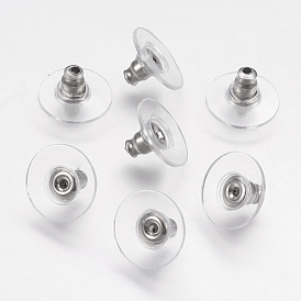 316 Surgical Stainless Steel Ear Nuts, Bullet Clutch Earring Backs with Pad, for Droopy Ears, with Plastic