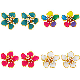 Colorful Oil Drop Flower Earrings - Unique Design, Personalized, Stylish Ear Decor.