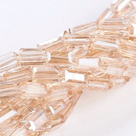 Perles en verre electroplate, perle plaquée lustre, facette, cuboïde