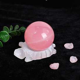 Supports de boule de cristal de sélénite naturelle de tortue, présentoir à sphère de cristal, décorations de table pour la maison