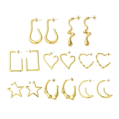 Ионное покрытие (ip) 304 серьги-гвоздики из нержавеющей стали, реальный 18 k позолоченный