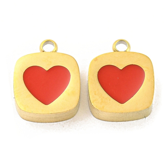 Ионное покрытие (ip) покрытие стойки 316l хирургические подвески из нержавеющей стали, без никеля , с эмалью, квадрат с подвеской в виде сердца