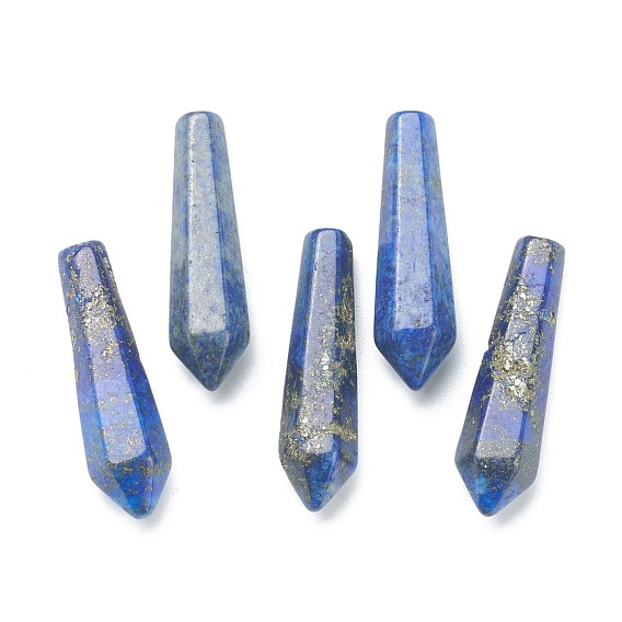 Natural Lapis Lazuli Pointed Beads, Healing Stones, Bullet, Undrilled/No Hole Beads, Faceted, for Wire Wrapped Pendants Making