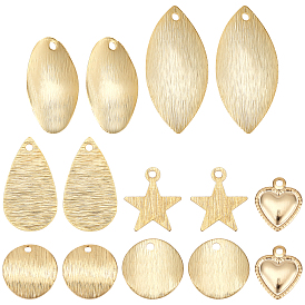 56Pcs 7 Style Brass Pendants, Mixed Shapes