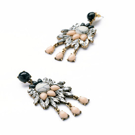 Exaggerated Vintage Tassel Earrings with Diamonds and Gemstones