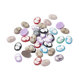 Cameos Opaque Resin Cabochons, Oval with Women