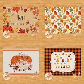 Thanksgiving Day Theme Polyester Powder Placemats, Cup Mats, Anti-Slip Hot Pads, Rectangle with Leaf/Gnome