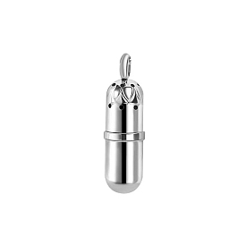 201 Stainless Steel Pill Shape Urn Ashes Big Pendants