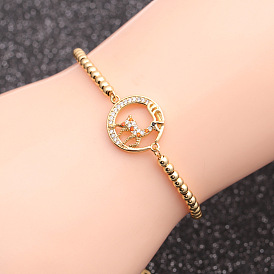 Sparkling Deer Charm Bracelet with Micro Pave Zirconia Stones for Men and Women