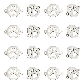 16шт. 201 соединители из нержавеющей стали, плоский круг с принтом лапы собаки