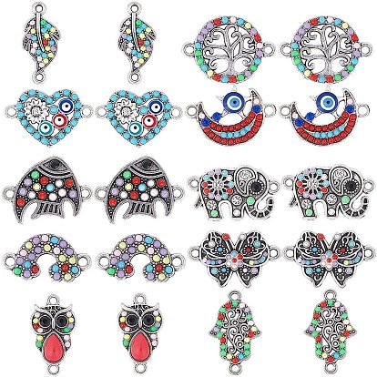 Alloy Links Connectors, with Resin and Rhinestone and Enamel, Mixed Shapes, Mixed Color