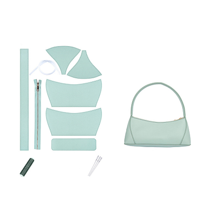DIY Purse Making Kit, Including Cowhide Leather Bag Accessories, Iron Needles & Waxed Cord