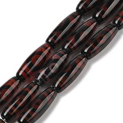 Натуральный тибетский агат 3-глаз дзи бусины нити, окрашенная и подогревом, рис