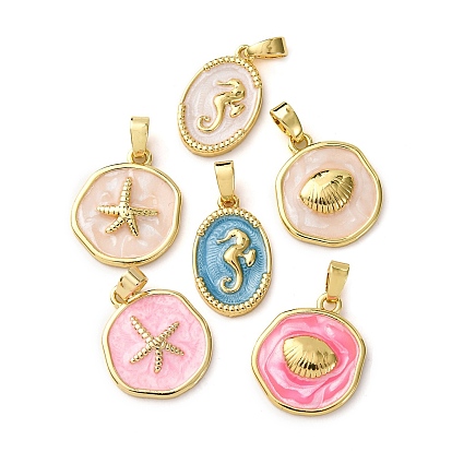 Латунь эмаль подвески, реальный 18 k позолоченный