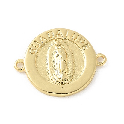 Латунные плоские круглые подвески-соединители Богоматери Гваделупской, стойки покрытие, без кадмия и без свинца, долговечный