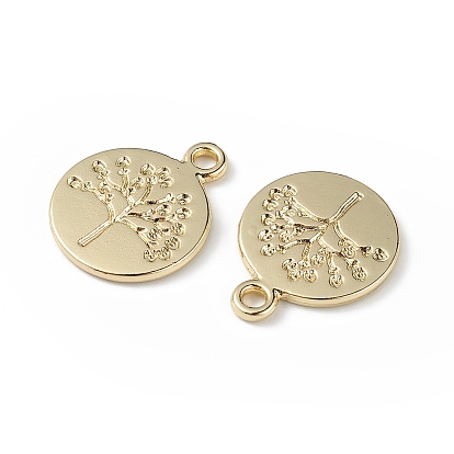Alloy Pendants, Flat Round with Tree of Life Charm