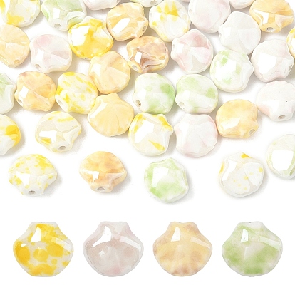 40Pcs 4 Colors Shell Shape Handmade Porcelain Beads