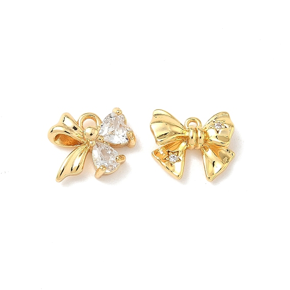 Латунные микро проложить кубического циркония подвески, бантом прелести, без никеля , реальный 18 k позолоченный