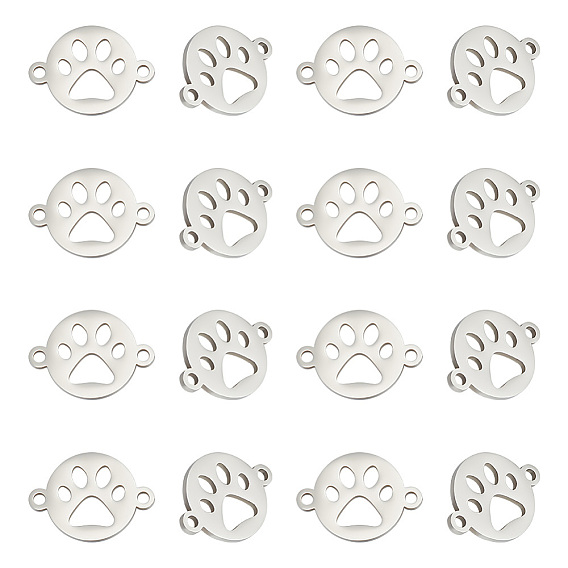 16шт. 201 соединители из нержавеющей стали, плоский круг с принтом лапы собаки