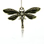 Vintage Dragonfly Pendant Necklace Findings, Alloy Enamel Pendants, with 

Rhinestone, Antique Bronze