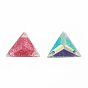Triangle Sew on Rhinestone, Resin Rhinestone, Multi-Strand Links, AB Color, with Glitter Powder, Faceted, Garment Accessories