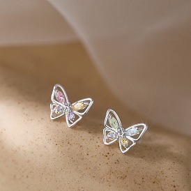 Fashionable Butterfly Earrings with Hollow-out and Rhinestone Inlay for Women (Minimum Order: 1 Pair)