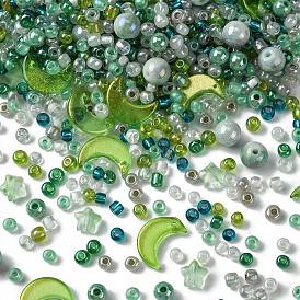 DIY Beads Jewelry Making Finding Kit, Including Glass & Seed Beads, Round & Star & Moon