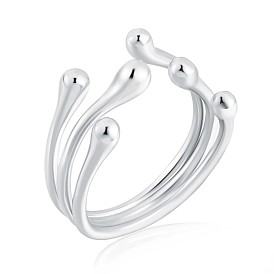 925 Sterling Silver Claw Open Cuff Ring, Hollow Chunky Ring for Women