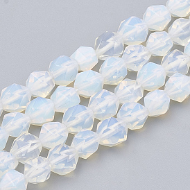 Opalite Beads Strands, Star Cut Round Beads, Faceted