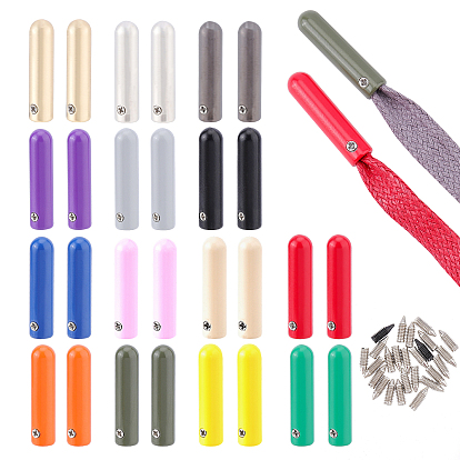 28 Sets 14 Colors Zinc Alloy Cord Ends, End Caps, with Screw, Column