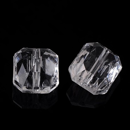 Прозрачные акриловые бусины, граненые, прямоугольные, 10x12x6 мм, отверстие : 1 мм