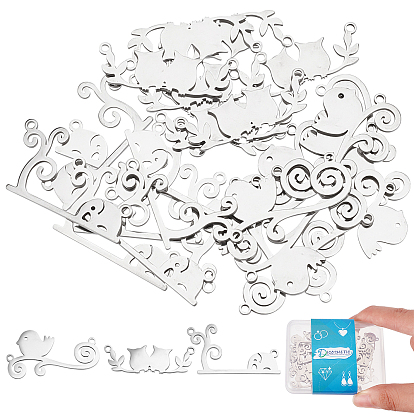 24шт 3 стили 201 подвески из нержавеющей стали, формы совы, птицы и слона