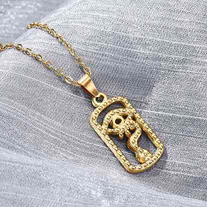 Прямоугольник с глазом 304 ожерелья с подвеской из нержавеющей стали, ионное покрытие (ip)