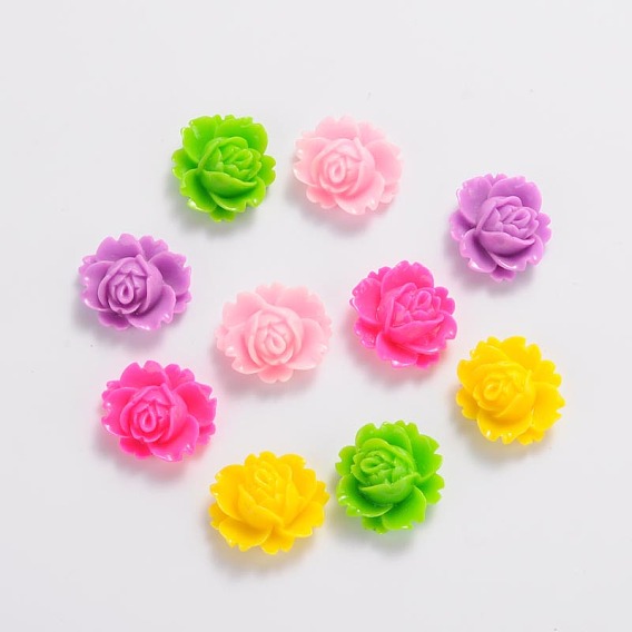 Opaque Resin Cabochons, Flower, 18x16x6mm