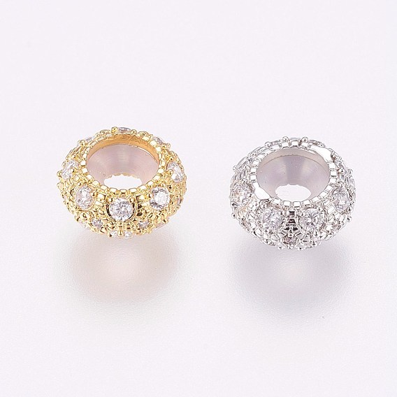 Латунные микро проложить кубического циркония бусы, рондель