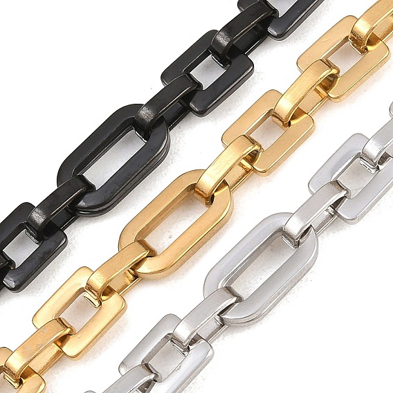201 Овальная цепочка из нержавеющей стали с квадратными звеньями, с катушкой, ионное покрытие (ip), несварные