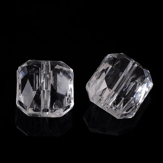 Прозрачные акриловые бусины, граненые, прямоугольные, 10x12x6 мм, отверстие : 1 мм