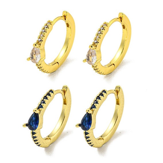 Серьги-кольца из латуни с микропаве из кубического циркония, реальный 18 k позолоченный