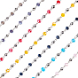 Chaînes de perles rondelle en verre olycraft pour la fabrication de bracelets de colliers, avec des billes de verre rondes et une épingle à oeil en fer, non soudée