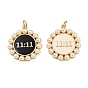 Плоские круглые с 11:11 латунными эмалевыми подвесками, с искусственным жемчугом из АБС-пластика и прыгающим кольцом, без кадмия и без свинца, стойки покрытие, долговечный, реальный 18 k позолоченный