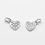 Heart Brass Micro Pave Cubic Zirconia Charms, Cadmium Free & Nickel Free & Lead Free, 8x6x1mm, Hole: 2mm