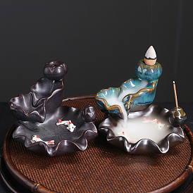 Ceramic Backflow Incense Burners, Lotus Incense Holders, Home Office Teahouse Zen Buddhist Supplies