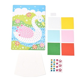 DIY EVA Mosaic Sticker Papers with Diamond, Kraft Painting Paper, Plastic & Resin Stickers and Kraft Base, Cartoon Sticker Creative Educational Toys For Kids