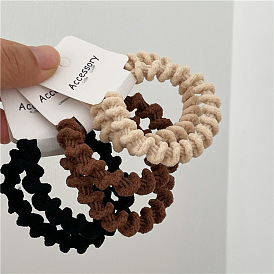 Ribbed Hair Ties Set - Autumn/Winter Milk Coffee Colors, High Elasticity Ponytail Holders (2-Pack)