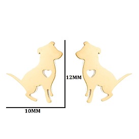 Stainless Steel Heart Dachshund Dog Earrings for Cute European and American Girls
