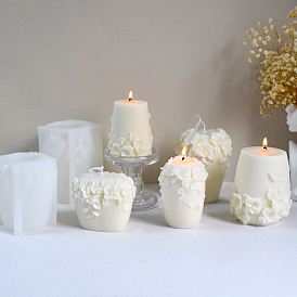 3D Pillar with Flower DIY Candle Silicone Molds, for Scented Candle Making