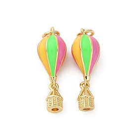 Латунь эмаль подвески, форма воздушного шара, с целью перехода в кольце, стойки покрытие, без свинца и без кадмия, долговечный, реальный 18 k позолоченный