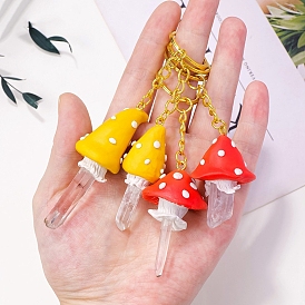 Natural Quartz Crystal Keychains, Mushroom