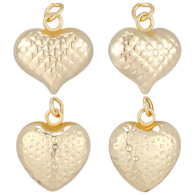 8 шт 2 стили латунные подвески, сердце прелести, с прыжковых колец, без кадмия и без свинца, долговечный, стойки покрытие