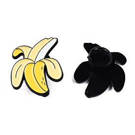 Creative Banana Shape Enamel Pin, Electrophoresis Black Plated Alloy Fruit Badge for Backpack Clothes, Nickel Free & Lead Free